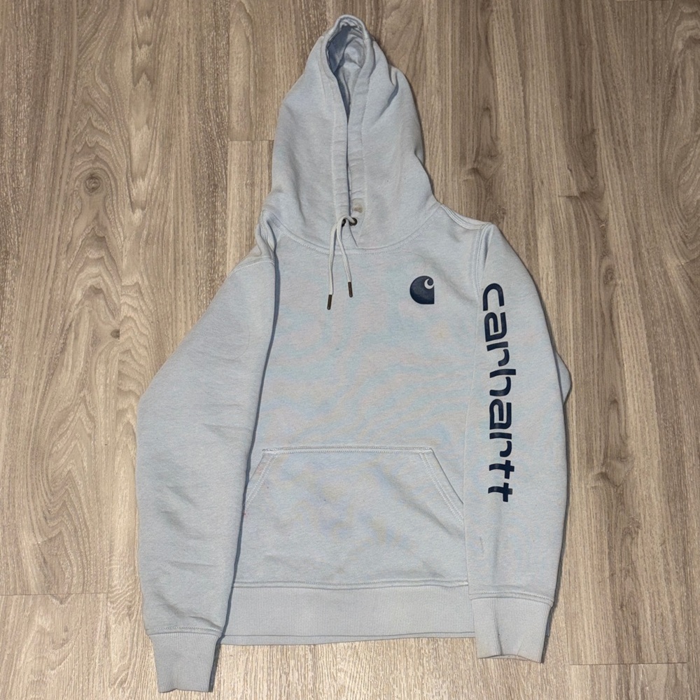 Carhartt Baby Blue Hoodie with Navy Logo